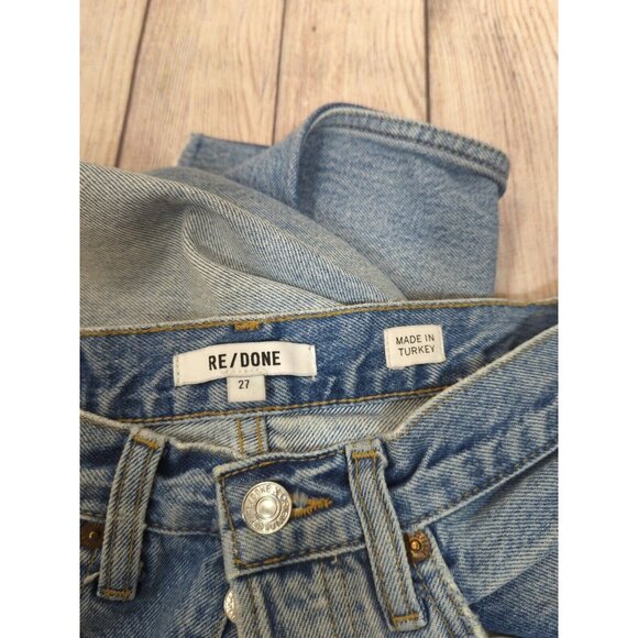 Re/Done Women' Jeans 70s Stove Pipe Straight Raw Hem Casual Classic Blue Size 27 - Picture 2 of 9